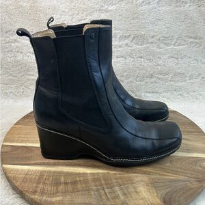 Rockport Black Leather Heeled Boots